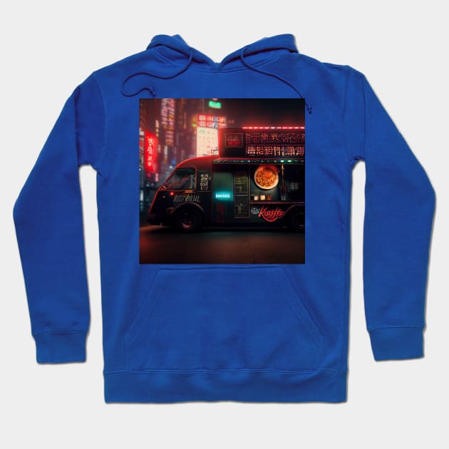 Cyberpunk Tokyo Ramen Food Truck Hoodie by Grassroots Green